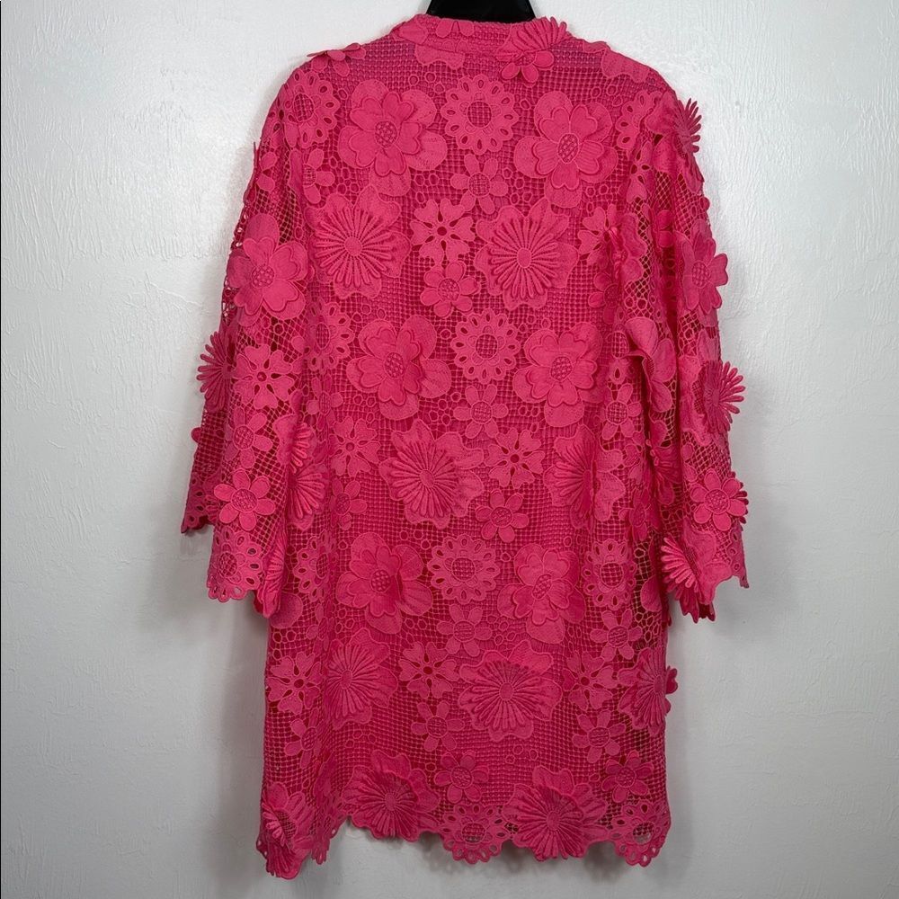 J. Marie Pink Floral Lace Mini Dress Appliqué Crochet Lined Size S - Picture 5 of 9
